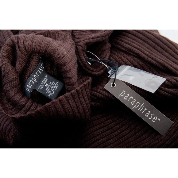 Vtg 2 Piece Paraphrase Maxi Brown Turtle Neck Dress With Faux Leather Vest M - Picture 3 of 10